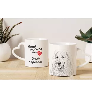 Pyrenean Mountain Dog, Great Pyrenees, Pyrenean Shepherd - cup with a dog, adorable cup with a heart-shaped handle, universal gift from the Art-Dog brand