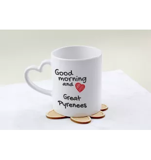 Pyrenean Mountain Dog, Great Pyrenees, Pyrenean Shepherd - cup with a dog, adorable cup with a heart-shaped handle, universal gift from the Art-Dog brand