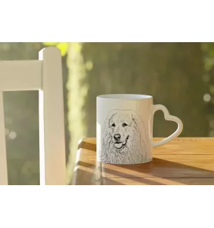 Pyrenean Mountain Dog, Great Pyrenees, Pyrenean Shepherd - cup with a dog, adorable cup with a heart-shaped handle, universal gift from the Art-Dog brand