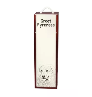 Chien de montagne des Pyrénées, Pastou, Patou - boîte à vin avec chien, boîte à alcool avec graphisme, boîte cadeau personnalisée de la marque Art-Dog