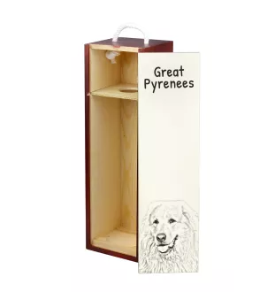 Pyrenean Mountain Dog, Great Pyrenees, Pyrenean Shepherd - wine box with a dog, alcohol box with graphics, personalized gift box from the Art-Dog brand