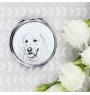 Pyrenäenberghund, Patou - Taschenspiegel mit Hund, personalisierter Taschenspiegel, kompakter Spiegel mit Art-Dog-Logo