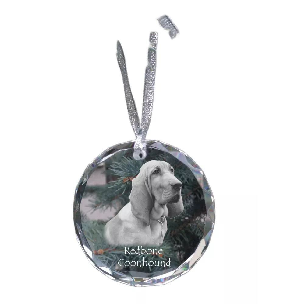 Redbone Coonhound - boule de Noël en cristal avec une photo, photo de chien dans le cristal, décoration personnalisée pour sapin de Noël de la marque Art-Dog