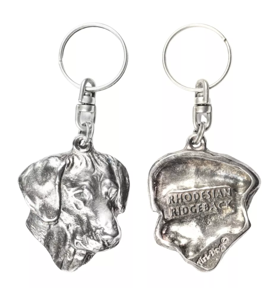 Chien de Rhodésie à crête dorsale, Rhodesian ridgeback - Pendentif argenté avec un chien dans une boîte décorative, décoration de sac à main, pendentif de sac à dos par la marque Art-Dog