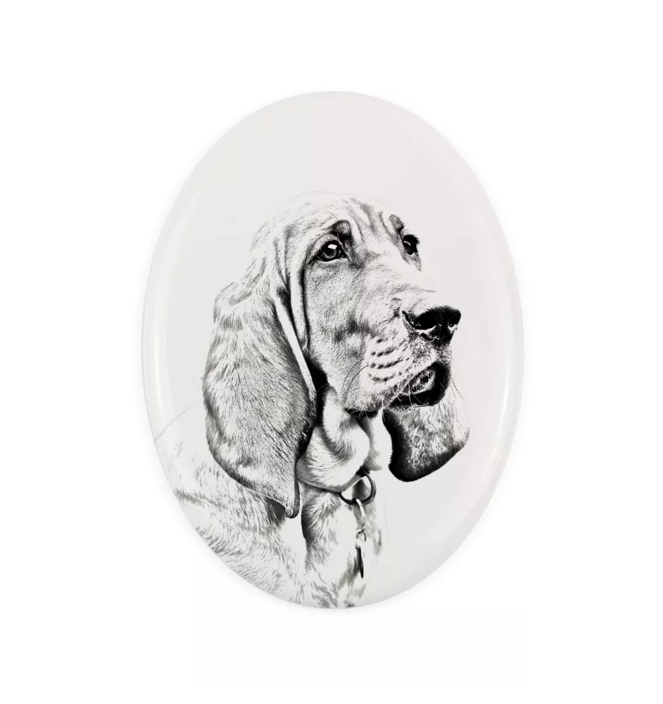 Redbone Coonhound - Gedenktafel mit einem Foto eines Hundes, Grabplatte mit Druck, personalisierte ovale Platte der Marke Art-Dog