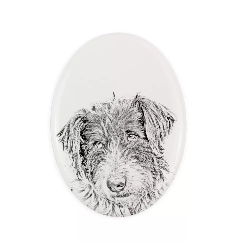 Ciobănesc Românesc Mioritic, Mocano, Barac - Gedenktafel mit einem Foto eines Hundes, Grabplatte mit Druck, personalisierte ovale Platte der Marke Art-Dog