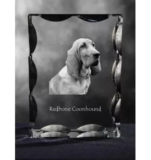 Redbone Coonhound - crystal with a picture of a dog, glass statuette with a picture, unique frame with a picture from Art-Dog brand
