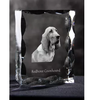 Redbone Coonhound - Kristall mit einem Hundebild, Glasstatuette mit einem Bild, einzigartiger Bilderrahmen der Marke Art-Dog