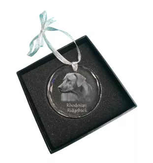 Rhodesian Ridgeback, African Lionhound, African Lion Dog - crystal bauble with a photo, dog photo in crystal, personalized Christmas tree ornament by Art-Dog brand