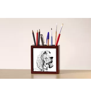 Redbone Coonhound - pen holder with a dog, desk organizer with a print, personalized desk decoration from the Art-Dog brand.