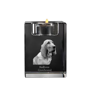 Redbone Coonhound - Bougeoir avec photo de chien, porte bougie en cristal, cadeau personnalisé par la marque Art-Dog