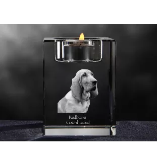 Redbone Coonhound - Bougeoir avec photo de chien, porte bougie en cristal, cadeau personnalisé par la marque Art-Dog
