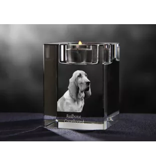 Redbone Coonhound - Kerzenhalter mit Hundefoto, Teelichthalter aus Kristall, personalisiertes Geschenk der Marke Art-Dog