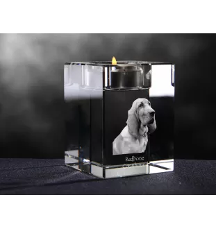 Redbone Coonhound - Kerzenhalter mit Hundefoto, Teelichthalter aus Kristall, personalisiertes Geschenk der Marke Art-Dog