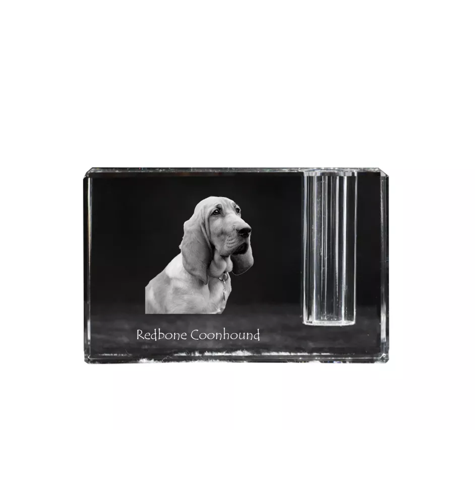 Redbone Coonhound - Porte-stylos, organiseur en cristal avec photo de chien, décoration de bureau unique par la marque Art-Dog