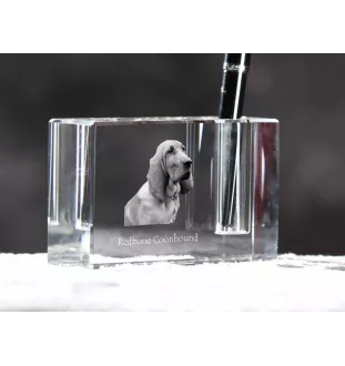 Redbone Coonhound - Pen stand, crystal organiser with dog photo, unique desk decoration by Art-Dog brand