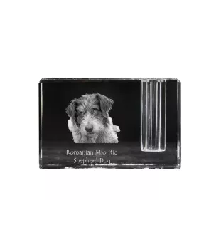 Ciobănesc Românesc Mioritic, Mocano, Barac - Stifthalter, Kristallorganizer mit Hundefoto, einzigartige Schreibtischdekoration der Marke Art-Dog