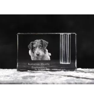 Ciobănesc Românesc Mioritic, Mocano, Barac - Stifthalter, Kristallorganizer mit Hundefoto, einzigartige Schreibtischdekoration der Marke Art-Dog