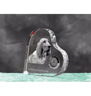 Redbone Coonhound - horloge en cristal avec une photo de chien, horloge de table en forme de cœur, horloge debout personnalisée de la marque Art-Dog