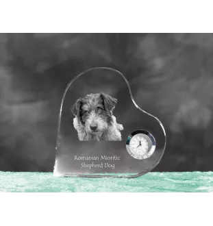 Chien de berger roumain de Mioritza - horloge en cristal avec une photo de chien, horloge de table en forme de cœur, horloge debout personnalisée de la marque Art-Dog