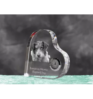 Chien de berger roumain de Mioritza - horloge en cristal avec une photo de chien, horloge de table en forme de cœur, horloge debout personnalisée de la marque Art-Dog