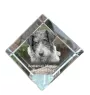Romanian Mioritic Shepherd Dog, Ciobănesc Românesc Mioritic - crystal cube with a photo, photo of a horse in crystal, cubic paperweight from Art-Dog brand