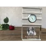 Romanian Mioritic Shepherd Dog, Ciobănesc Românesc Mioritic - glass clock with a photo, photo of a dog in crystal, personalized standing office clock by Art-Dog brand