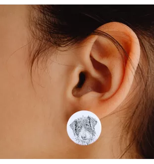 Chien de berger roumain de Mioritza - boucles d'oreilles uniques avec un chien, votre animal de compagnie sur un porte-clés, marque propre Art-Dog