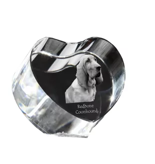 Redbone Coonhound - a photo of a dog in crystal, crystal heart, unique photo frame from the Art-Dog brand