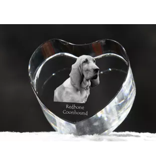 Redbone Coonhound - a photo of a dog in crystal, crystal heart, unique photo frame from the Art-Dog brand