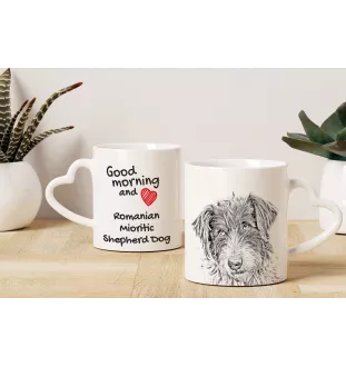 Romanian Mioritic Shepherd Dog, Ciobănesc Românesc Mioritic - cup with a dog, adorable cup with a heart-shaped handle, universal gift from the Art-Dog brand