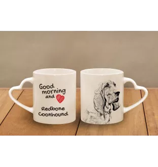 Redbone Coonhound - Tasse mit Hund, entzückende Tasse mit herzförmigem Henkel, universelles Geschenk der Marke Art-Dog