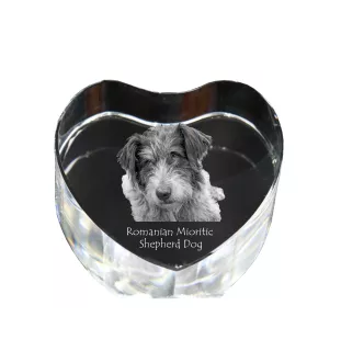 Romanian Mioritic Shepherd Dog, Ciobănesc Românesc Mioritic - a photo of a dog in crystal, crystal heart, unique photo frame from the Art-Dog brand