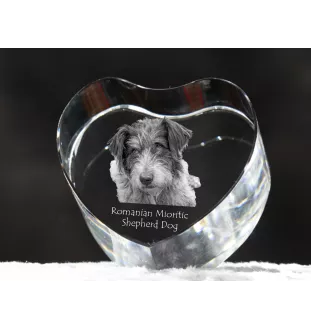 Chien de berger roumain de Mioritza - une photo de chien dans un cristal, un cœur en cristal, un cadre photo exceptionnel de la marque Art-Dog