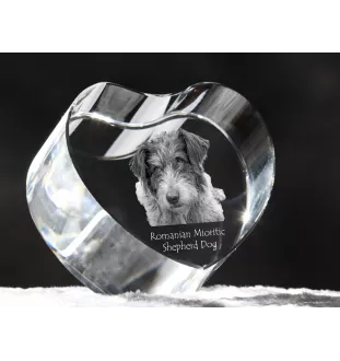 Chien de berger roumain de Mioritza - une photo de chien dans un cristal, un cœur en cristal, un cadre photo exceptionnel de la marque Art-Dog