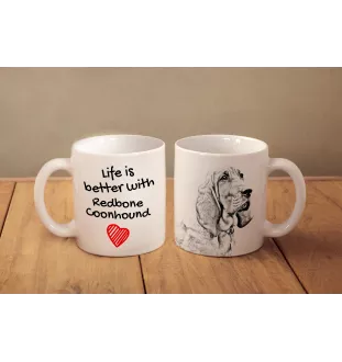 Redbone Coonhound - cup with a dog, cup with a photo, personalized gift from the Art-Dog brand