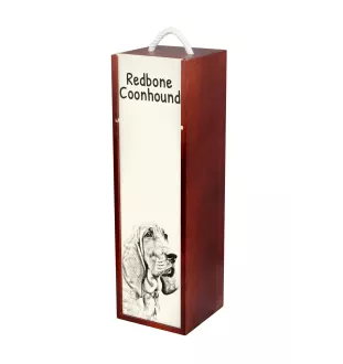 Redbone Coonhound - boîte à vin avec chien, boîte à alcool avec graphisme, boîte cadeau personnalisée de la marque Art-Dog