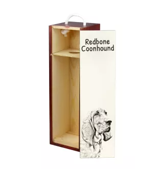 Redbone Coonhound - boîte à vin avec chien, boîte à alcool avec graphisme, boîte cadeau personnalisée de la marque Art-Dog