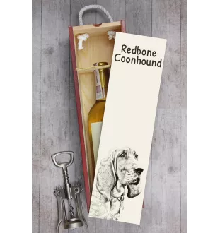 Redbone Coonhound - wine box with a dog, alcohol box with graphics, personalized gift box from the Art-Dog brand