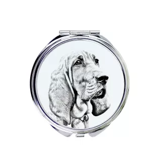Redbone Coonhound - Taschenspiegel mit Hund, personalisierter Taschenspiegel, kompakter Spiegel mit Art-Dog-Logo