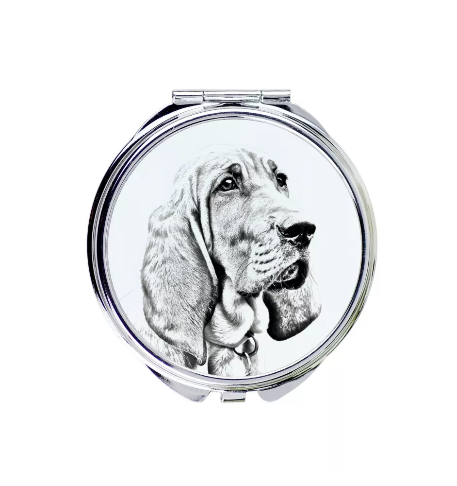 Redbone Coonhound - Taschenspiegel mit Hund, personalisierter Taschenspiegel, kompakter Spiegel mit Art-Dog-Logo
