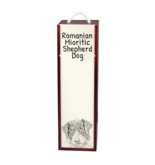 Romanian Mioritic Shepherd Dog, Ciobănesc Românesc Mioritic - wine box with a dog, alcohol box with graphics, personalized gift box from the Art-Dog brand