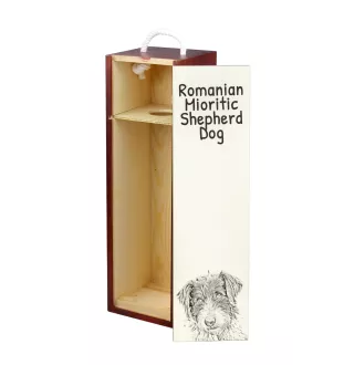 Chien de berger roumain de Mioritza - boîte à vin avec chien, boîte à alcool avec graphisme, boîte cadeau personnalisée de la marque Art-Dog