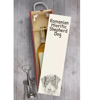Romanian Mioritic Shepherd Dog, Ciobănesc Românesc Mioritic - wine box with a dog, alcohol box with graphics, personalized gift box from the Art-Dog brand