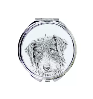 Ciobănesc Românesc Mioritic, Mocano, Barac - Taschenspiegel mit Hund, personalisierter Taschenspiegel, kompakter Spiegel mit Art-Dog-Logo