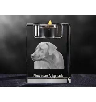 Rhodesian Ridgeback, African Lionhound, African Lion Dog - Candle holder with dog photo, crystal tealight holder, personalised gift by Art-Dog brand