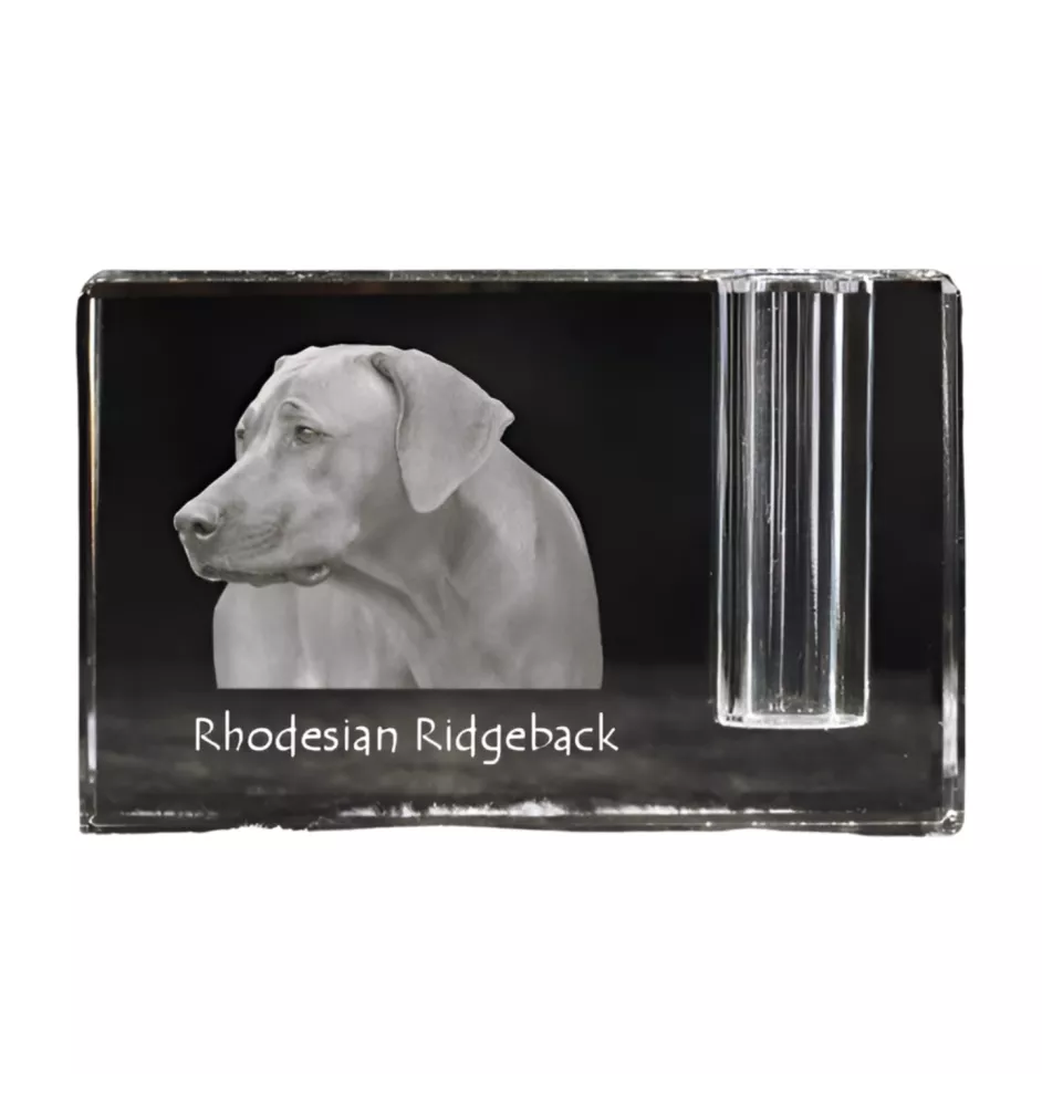 Rhodesian Ridgeback - Stifthalter, Kristallorganizer mit Hundefoto, einzigartige Schreibtischdekoration der Marke Art-Dog