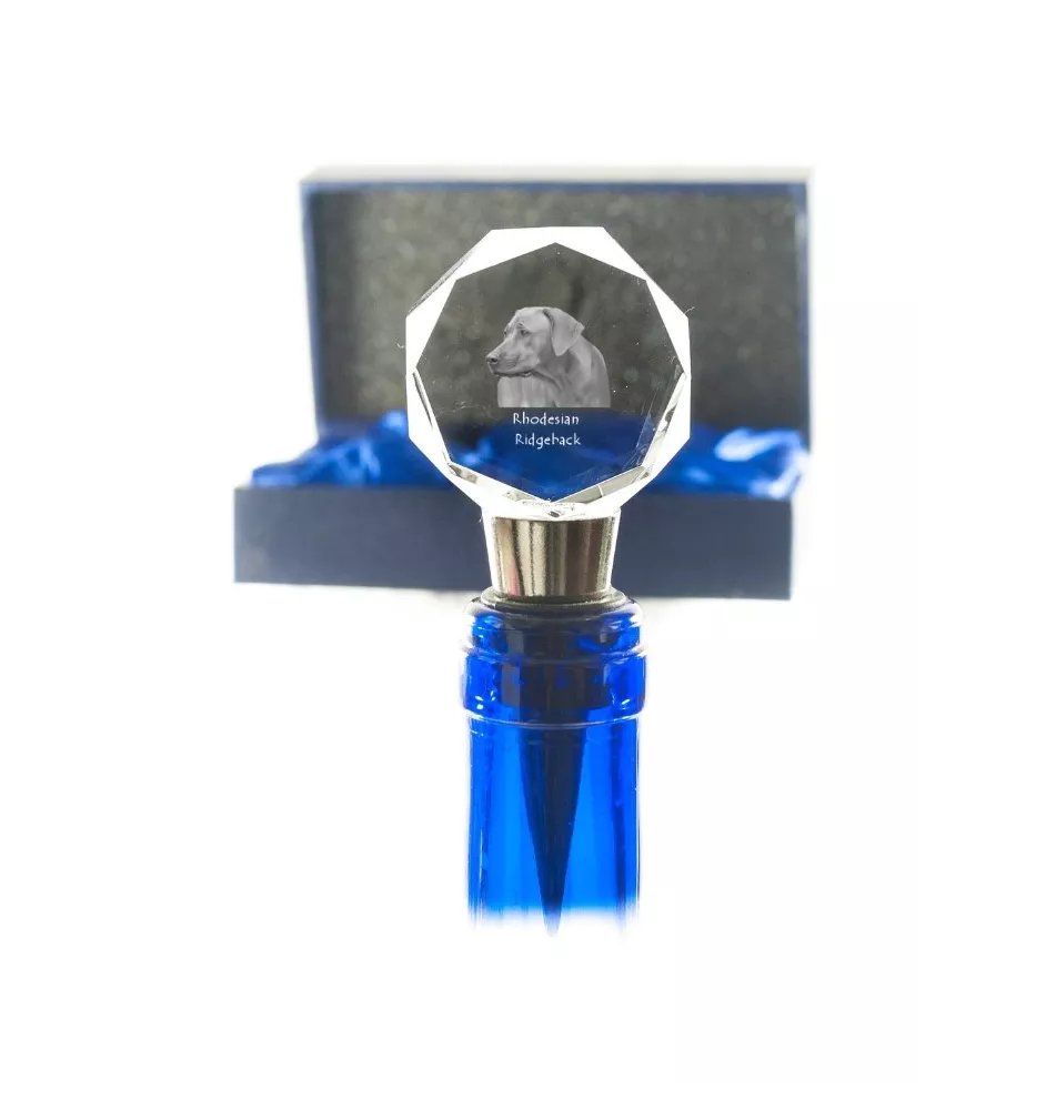Chien de Rhodésie à crête dorsale, Rhodesian ridgeback - Bouchon de bouteille, bouchon de vin en cristal avec photo, cadeau personnalisé pour barman par la marque Art-Dog