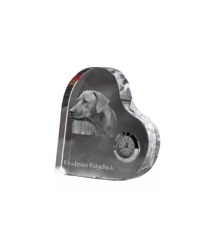 Rhodesian Ridgeback, African Lionhound, African Lion Dog - crystal clock with a dog picture, heart-shaped shelf clock, personalized standing clock by Art-Dog brand