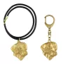 Chien de Rhodésie à crête dorsale, Rhodesian ridgeback - porte-clés et collier avec chien dans une boîte, produit plaqué or de haute qualité, marque Art-Dog